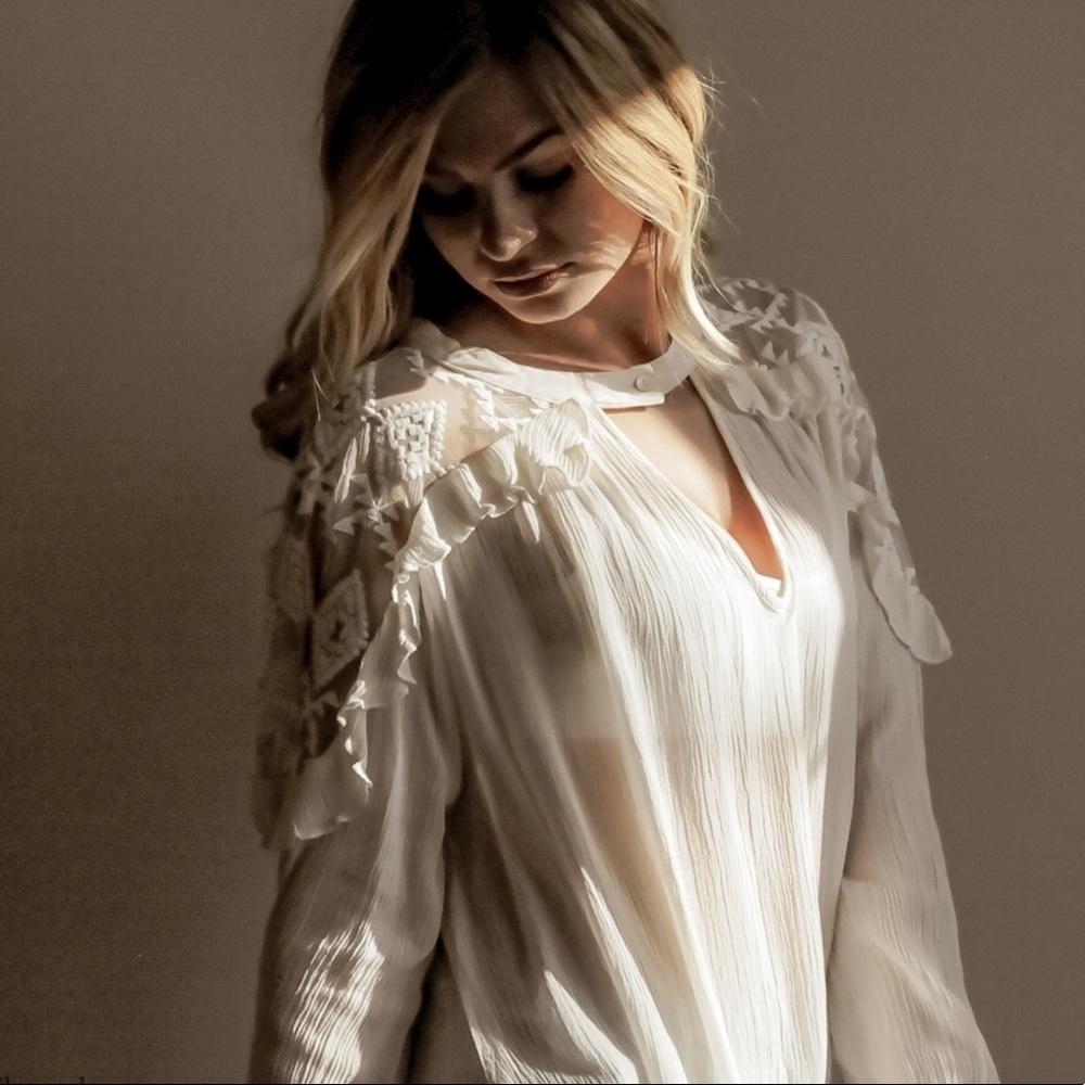 ✨JUST IN✨BOHEMIAN LACE SHOULDER DETAIL BLOUSE - Picture 4 of 8